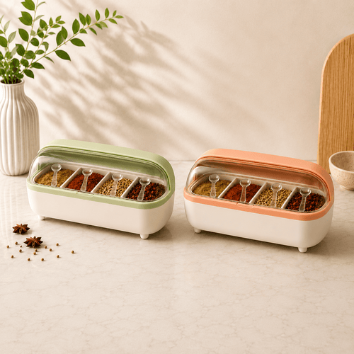 4-In-1 Masala Box with Clear Cover & Spoons - Smart Home