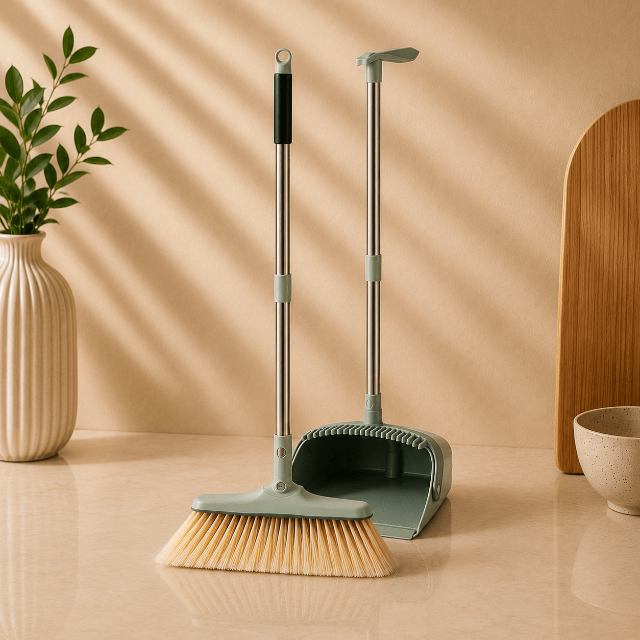 Modern Home Broom With Standing Dustpan Combo - Smart Home