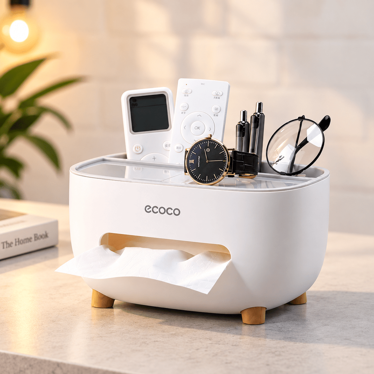 Multi-Function Tissue Box & Desk Organizer – Modern Home Storage Box - Homezone
